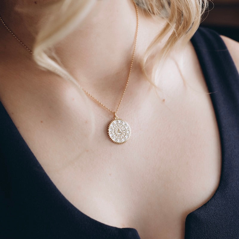 Mandala Pendant Necklace - White