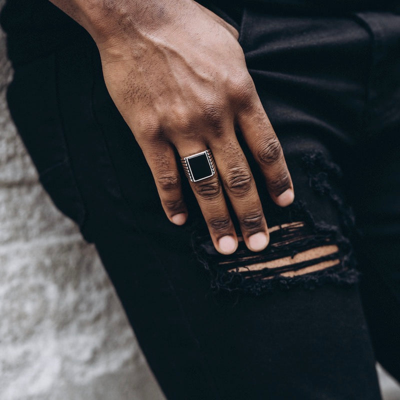 Sterling Silver Black Onyx Signet Ring – Danaë - Main Image