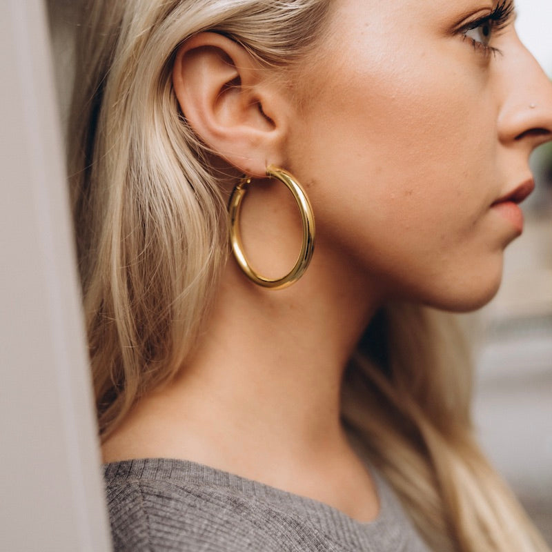 Bold Oversized Golden Hoop Earrings