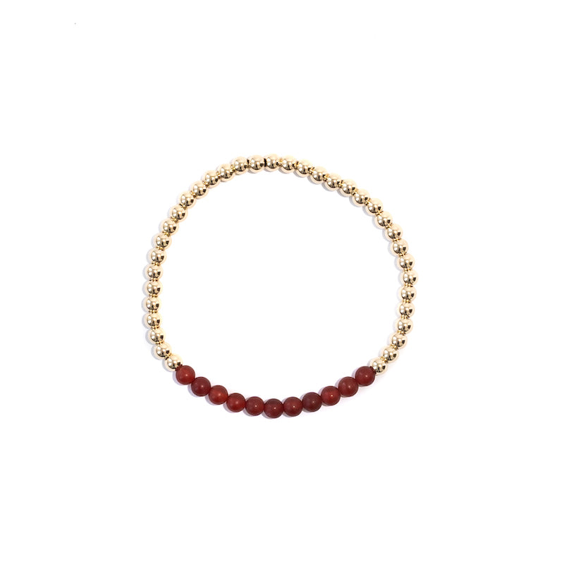 Carnelian Gold Beaded Gemstone Bracelet