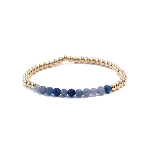 Blue Aventurine Gold Beaded Gemstone Bracelet