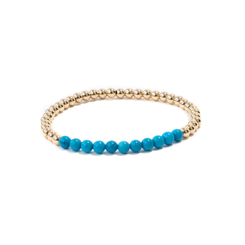 Magnesite Blue Gold Beaded Gemstone Bracelet