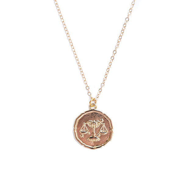 Libra Zodiac Gold Pendant Necklace