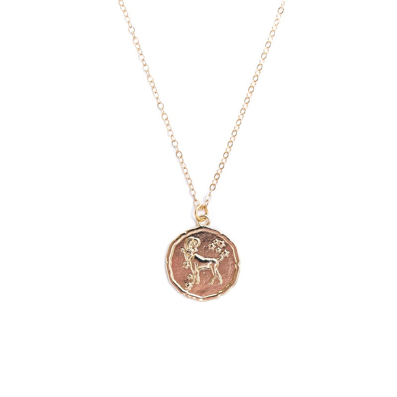 Aries Zodiac Gold Pendant Necklace