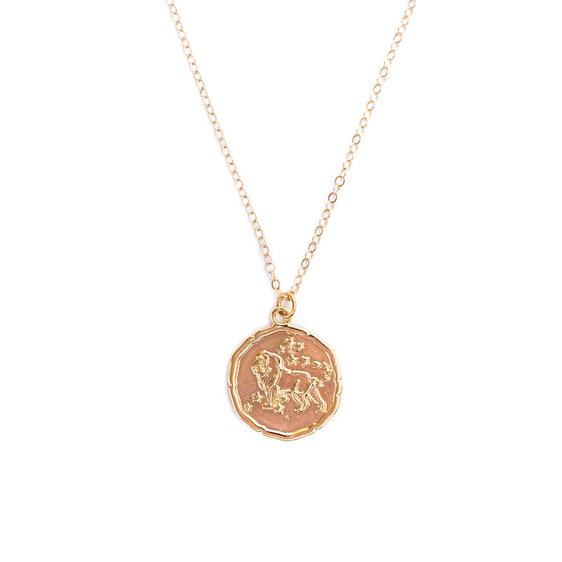 Leo Zodiac Gold Pendant Necklace