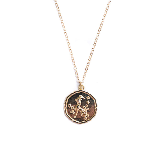 Capricorn Zodiac Gold Pendant Necklace
