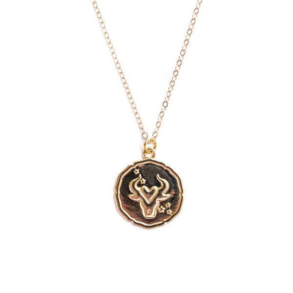 Taurus Zodiac Gold Pendant Necklace