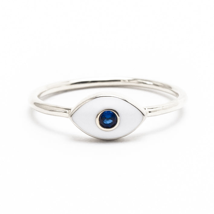 Evil Eye Enamel Silver Ring