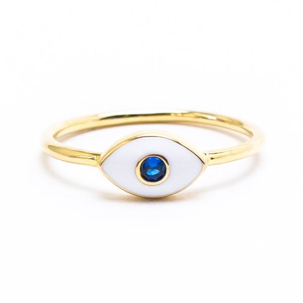 Evil Eye Gold Enamel Ring