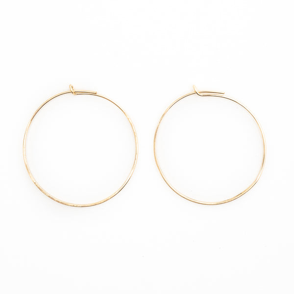 Thin Gold Hammered Hoops 29-65 mm