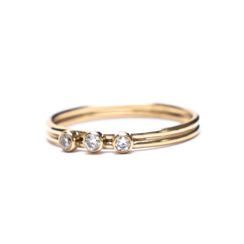 Triple Threat CZ Stack Gold Ring