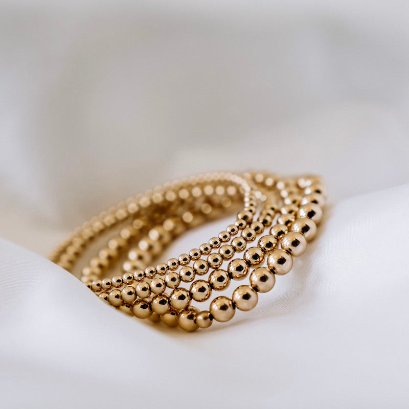 Gold Beaded Bracelets - 4 Sizes Available