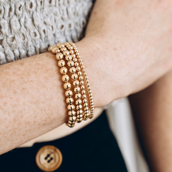 Gold Beaded Bracelets - 4 Sizes Available