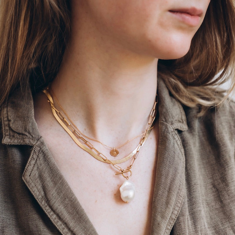 Initial Reflection Gold Necklace