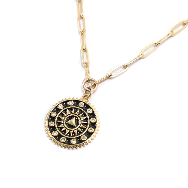 Mandala Pendant Necklace - Black