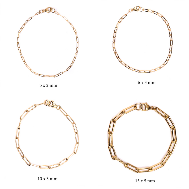 Gold Chain Link Bracelet 10x3mm - 7"